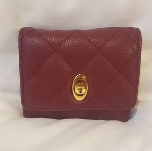 Tri-Fold Quilted Burgundy Wallet / Wristlet